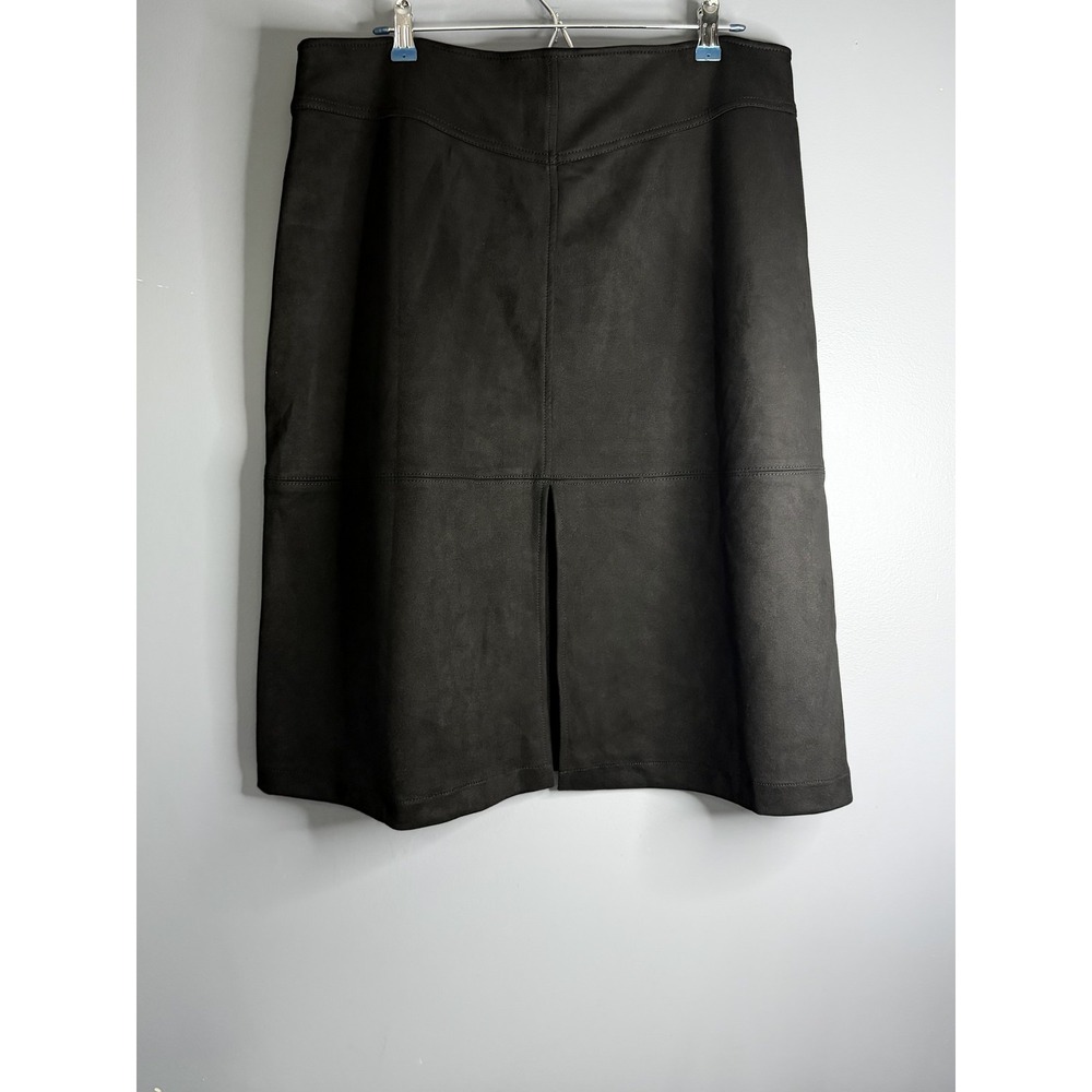 Frye & Co Skirt Womens XL Black Faux Suede A Line Knee Length Button Front Fall - Picture 12 of 12